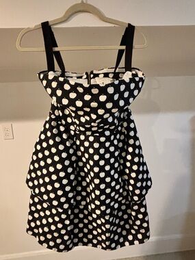 kate spade Black and White Apple-Print Dress with Gold Zip